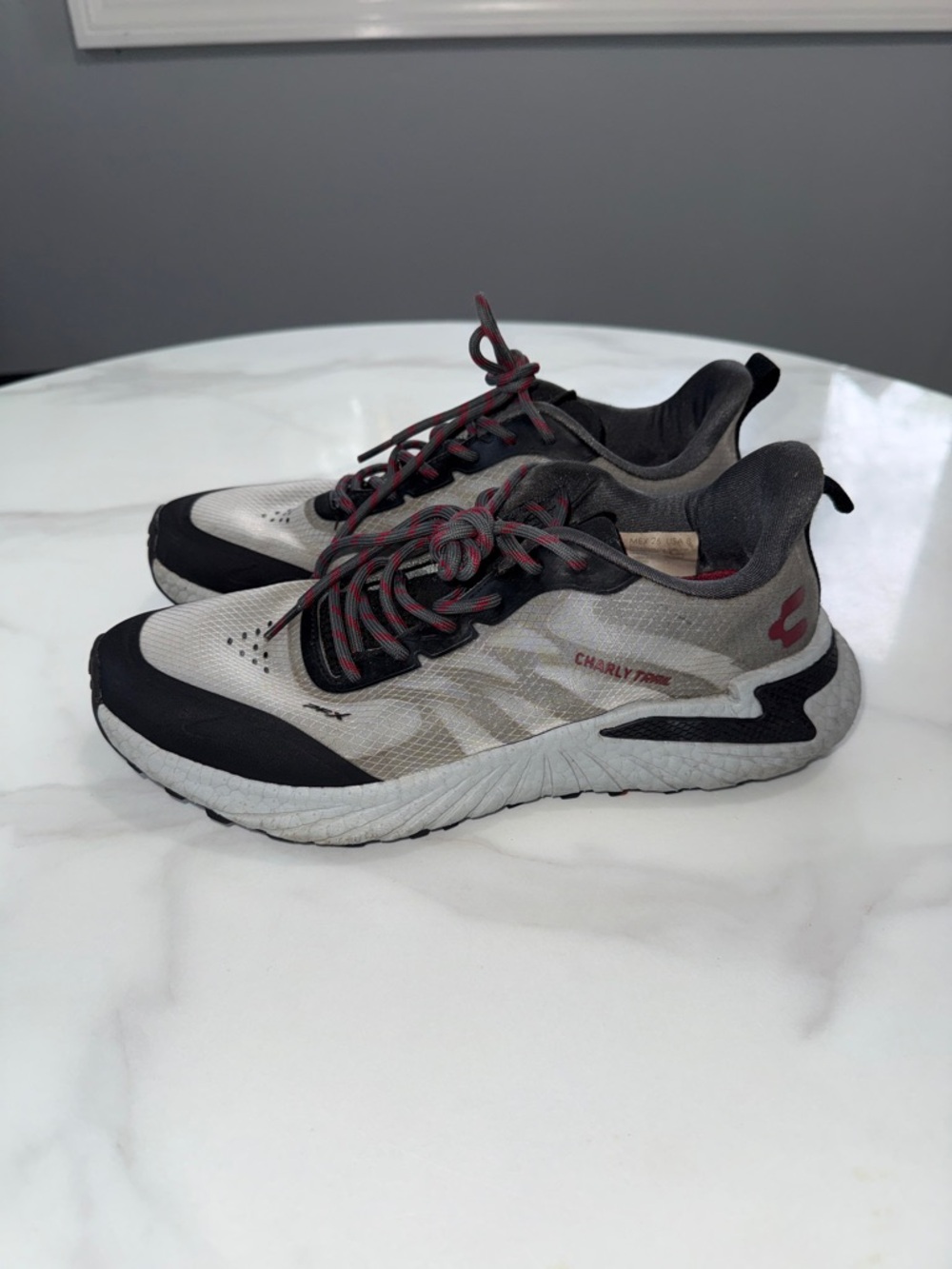 Charly Gray and Black Athletic Sneakers with Red Accents